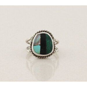 Sterling Silver Turquoise Abalone Onyx Malachite Ring Size 10 1/2